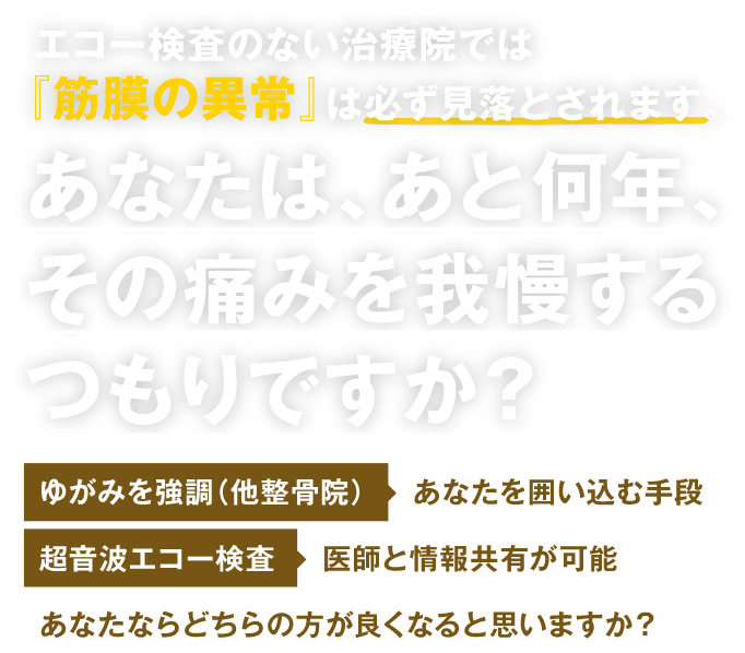 南大阪でたった1件、エコー検査できる鍼灸院。痛みの原因が分からない不安を解消します。