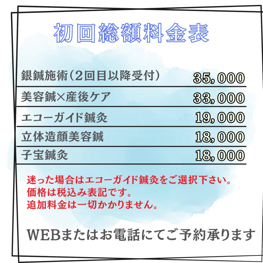 鍼灸料金表